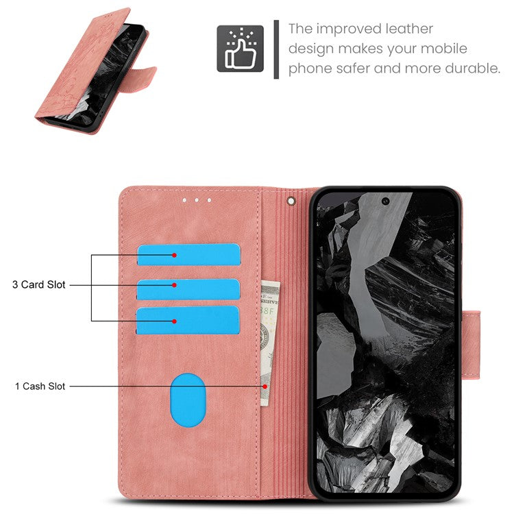 SY-001 For Google Pixel 9 Pro / Pixel 9 Leather Case Butterfly Flower Wallet Stand Phone Cover - Pink