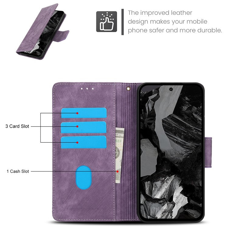 SY-001 For Google Pixel 9 Pro / Pixel 9 Leather Case Butterfly Flower Wallet Stand Phone Cover - Purple