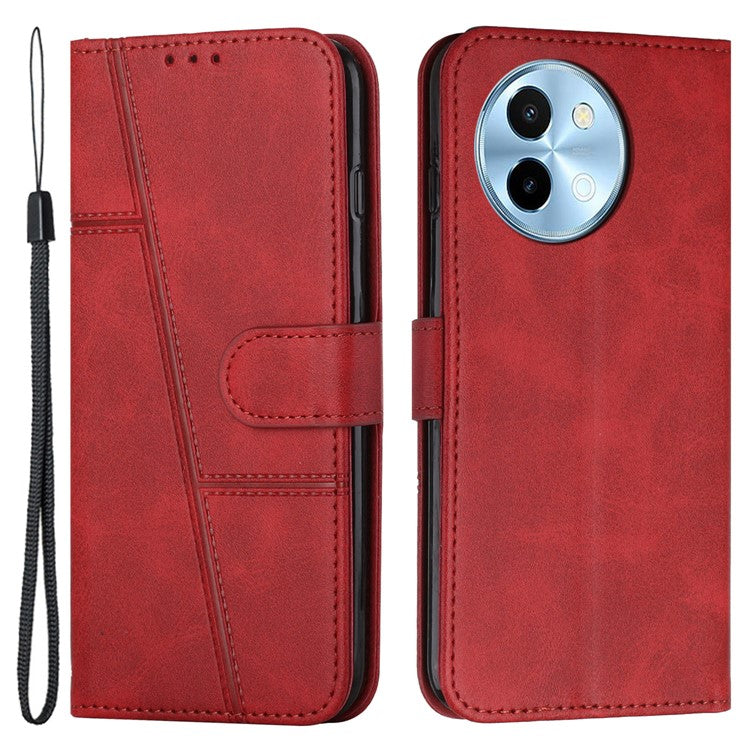 For vivo Y38 5G / Y200i 5G / T3x Case Leather Stand Calf Texture Cell Phone Cover - Red