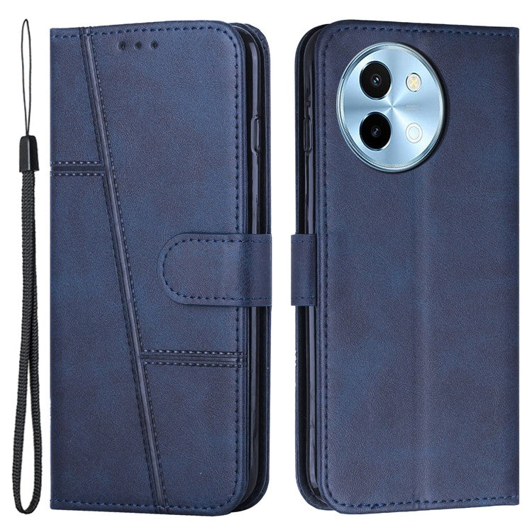 For vivo Y38 5G / Y200i 5G / T3x Case Leather Stand Calf Texture Cell Phone Cover - Sapphire