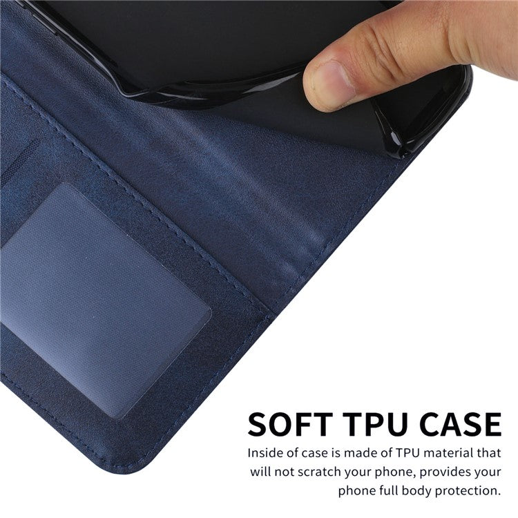 For vivo Y38 5G / Y200i 5G / T3x Case Leather Stand Calf Texture Cell Phone Cover - Sapphire