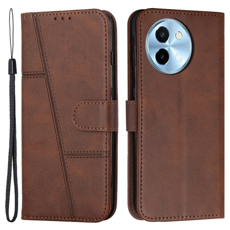 For vivo Y38 5G / Y200i 5G / T3x Case Leather Stand Calf Texture Cell Phone Cover - Brown