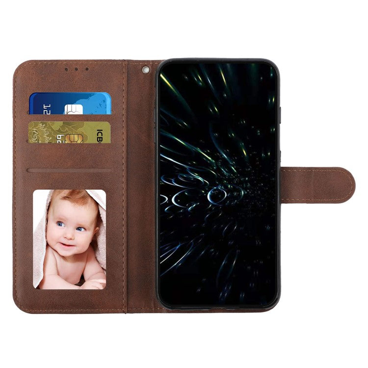 For vivo Y38 5G / Y200i 5G / T3x Case Leather Stand Calf Texture Cell Phone Cover - Brown