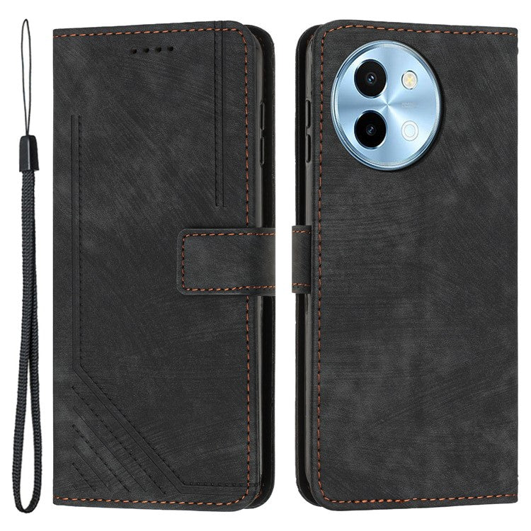 For vivo Y38 5G / Y200i 5G / T3x Case PU Leather Wallet Skin-Touch Phone Cover - Black