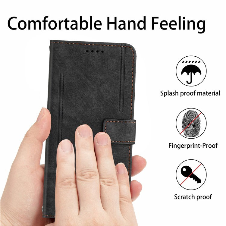 For vivo Y38 5G / Y200i 5G / T3x Case PU Leather Wallet Skin-Touch Phone Cover - Black