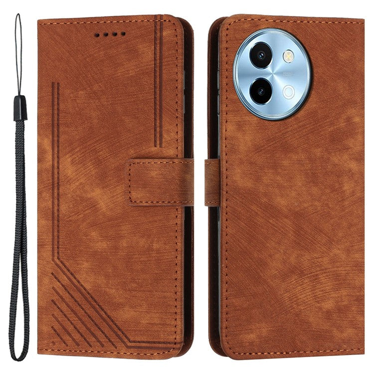 For vivo Y38 5G / Y200i 5G / T3x Case PU Leather Wallet Skin-Touch Phone Cover - Brown