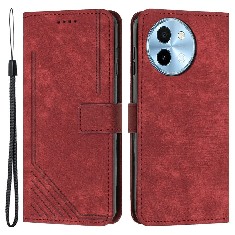 For vivo Y38 5G / Y200i 5G / T3x Case PU Leather Wallet Skin-Touch Phone Cover - Red