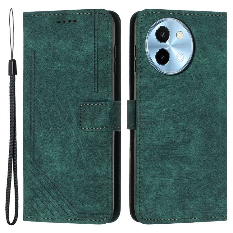 For vivo Y38 5G / Y200i 5G / T3x Case PU Leather Wallet Skin-Touch Phone Cover - Green