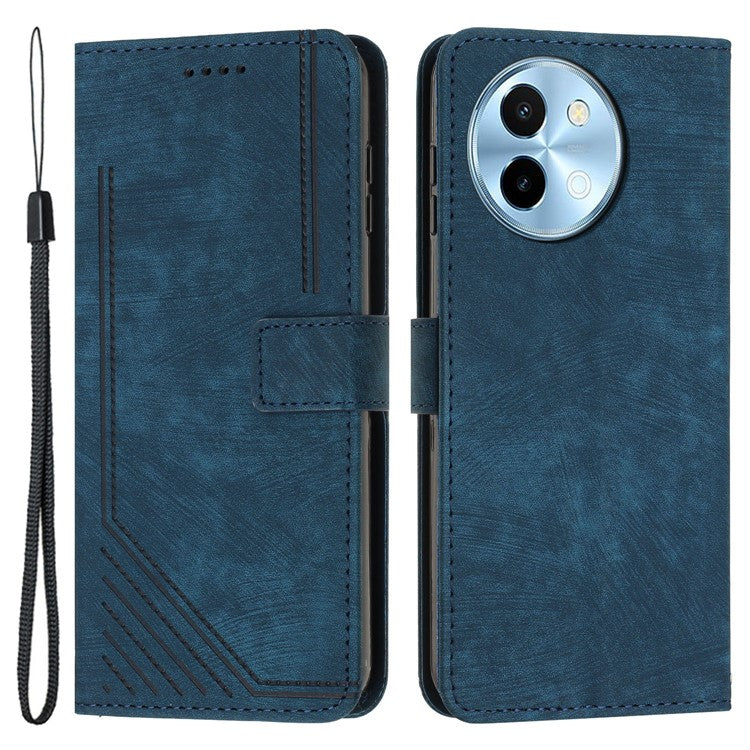 For vivo Y38 5G / Y200i 5G / T3x Case PU Leather Wallet Skin-Touch Phone Cover - Sapphire