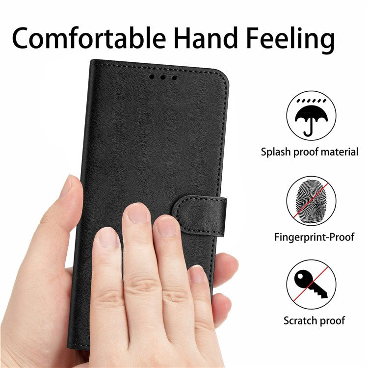 For vivo Y38 5G / Y200i 5G / T3x Case Calf Texture Leather Wallet Anti-Drop Phone Cover - Black