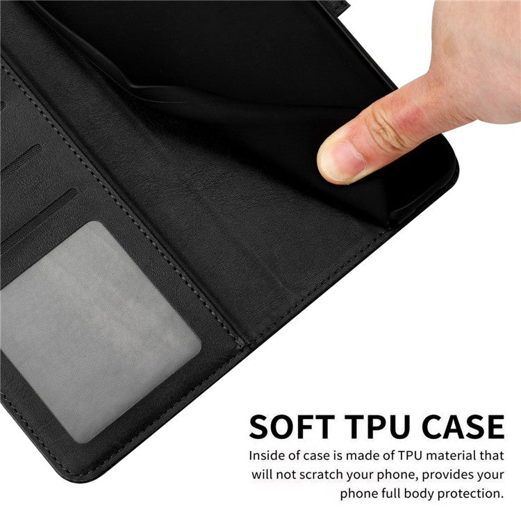 For vivo Y38 5G / Y200i 5G / T3x Case Calf Texture Leather Wallet Anti-Drop Phone Cover - Black