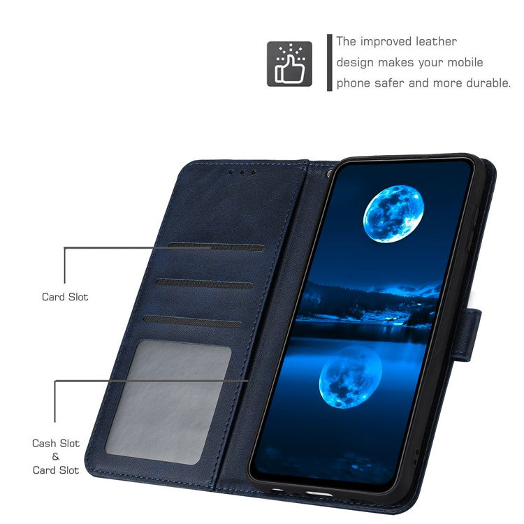 For vivo Y38 5G / Y200i 5G / T3x Case Calf Texture Leather Wallet Anti-drop Phone Cover - Sapphire