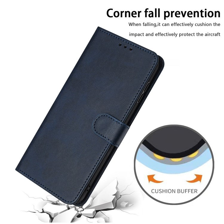 For vivo Y38 5G / Y200i 5G / T3x Case Calf Texture Leather Wallet Anti-drop Phone Cover - Sapphire