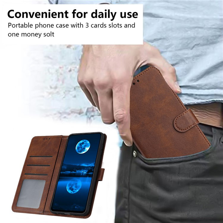 For vivo Y38 5G / Y200i 5G / T3x Case Calf Texture Leather Wallet Anti-drop Phone Cover - Brown