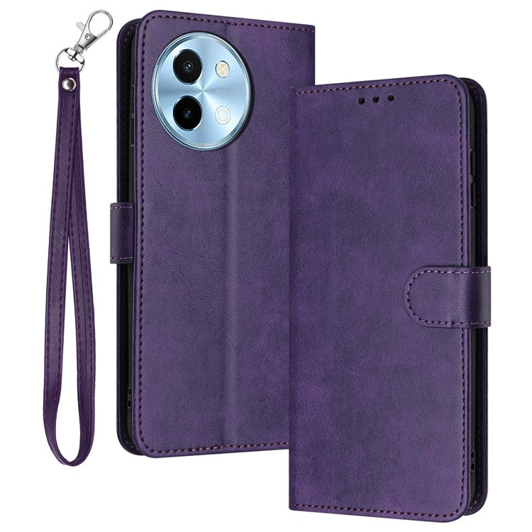 For vivo Y38 5G / Y200i 5G / T3x Case Calf Texture Leather Wallet Anti-drop Phone Cover - Purple