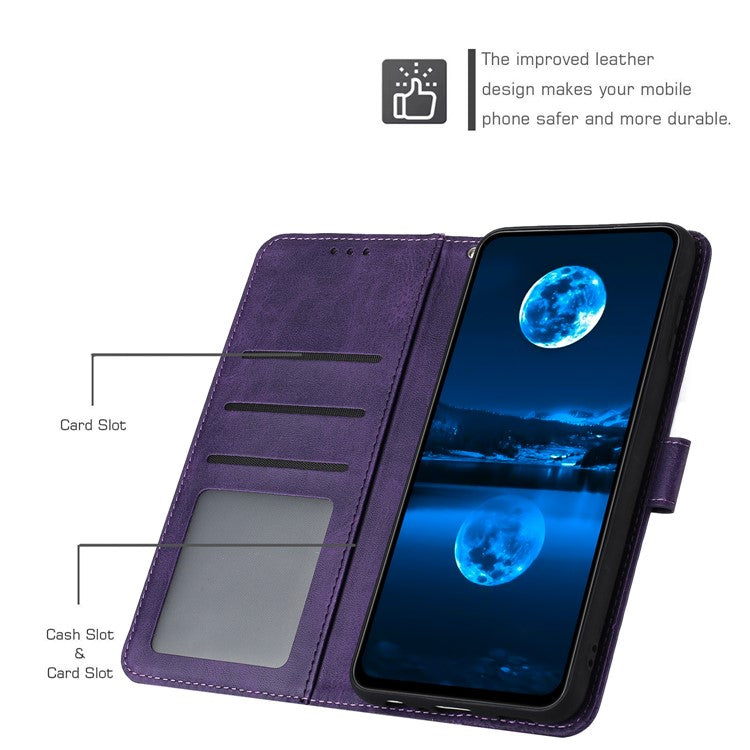 For vivo Y38 5G / Y200i 5G / T3x Case Calf Texture Leather Wallet Anti-drop Phone Cover - Purple