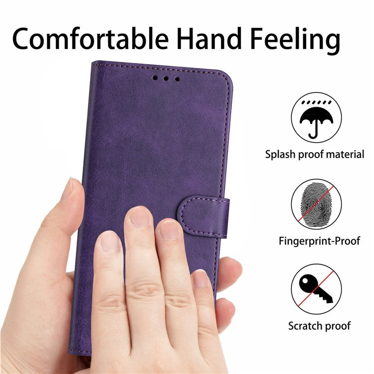 For vivo Y38 5G / Y200i 5G / T3x Case Calf Texture Leather Wallet Anti-drop Phone Cover - Purple