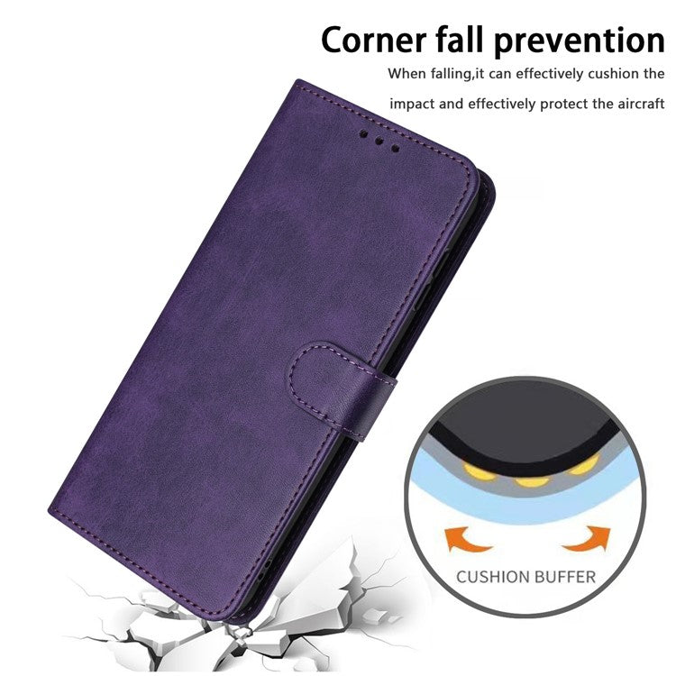 For vivo Y38 5G / Y200i 5G / T3x Case Calf Texture Leather Wallet Anti-drop Phone Cover - Purple