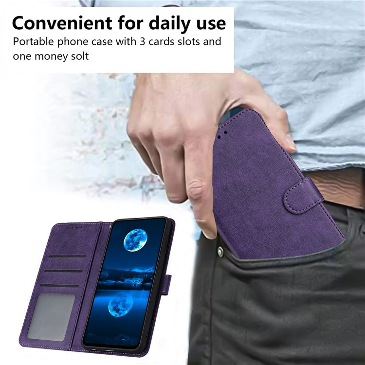 For vivo Y38 5G / Y200i 5G / T3x Case Calf Texture Leather Wallet Anti-drop Phone Cover - Purple