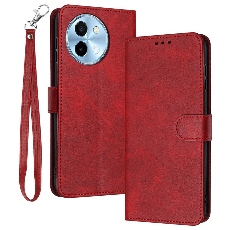 For vivo Y38 5G / Y200i 5G / T3x Case Calf Texture Leather Wallet Anti-drop Phone Cover - Red