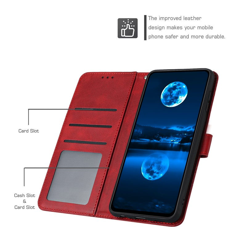 For vivo Y38 5G / Y200i 5G / T3x Case Calf Texture Leather Wallet Anti-drop Phone Cover - Red