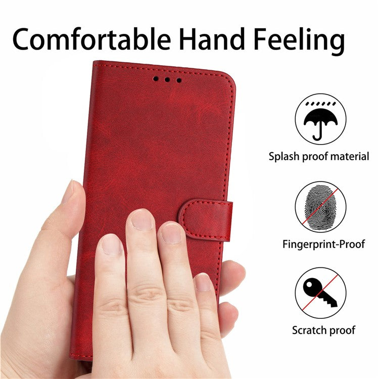 For vivo Y38 5G / Y200i 5G / T3x Case Calf Texture Leather Wallet Anti-drop Phone Cover - Red