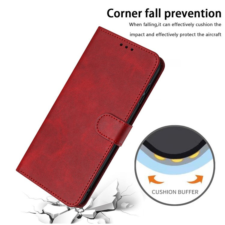 For vivo Y38 5G / Y200i 5G / T3x Case Calf Texture Leather Wallet Anti-drop Phone Cover - Red