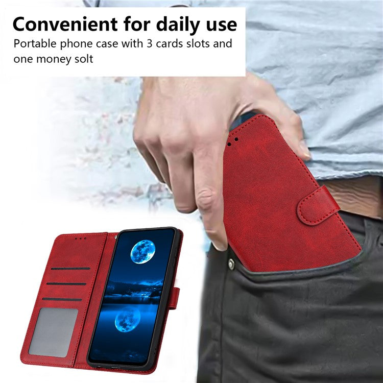 For vivo Y38 5G / Y200i 5G / T3x Case Calf Texture Leather Wallet Anti-drop Phone Cover - Red