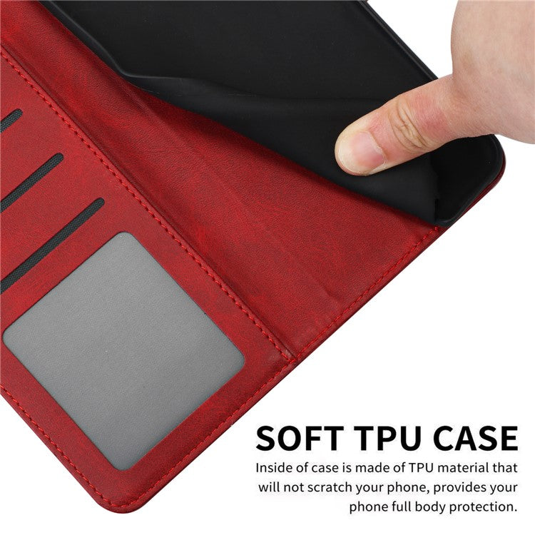 For vivo Y38 5G / Y200i 5G / T3x Case Calf Texture Leather Wallet Anti-drop Phone Cover - Red