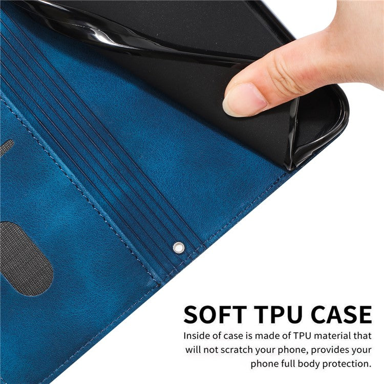 For vivo Y38 5G / Y200i 5G / T3x Case Triangle Imprinted Leather Stand Wallet Phone Cover - Sapphire