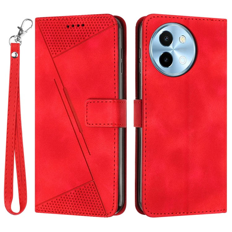 For vivo Y38 5G / Y200i 5G / T3x Case Triangle Imprinted Leather Stand Wallet Phone Cover - Red