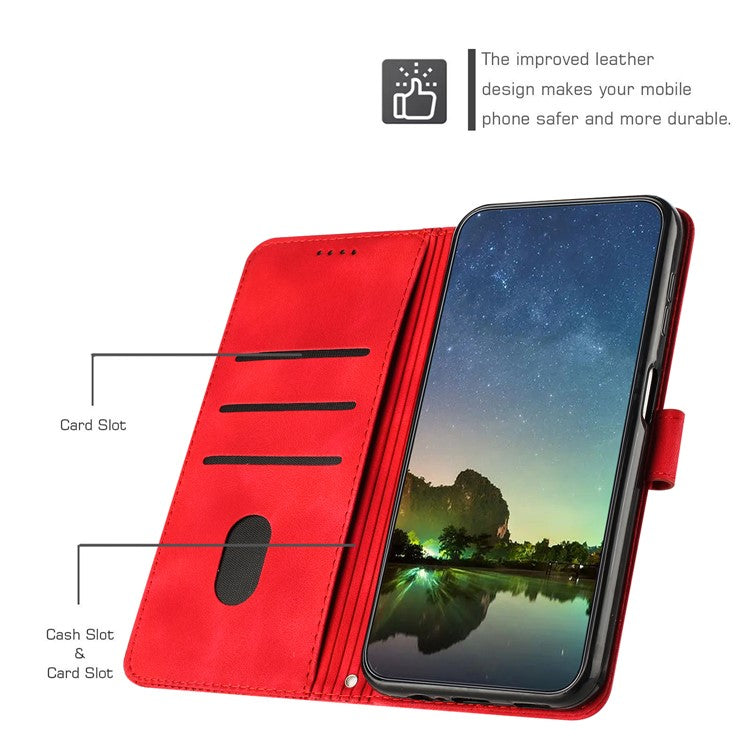 For vivo Y38 5G / Y200i 5G / T3x Case Triangle Imprinted Leather Stand Wallet Phone Cover - Red