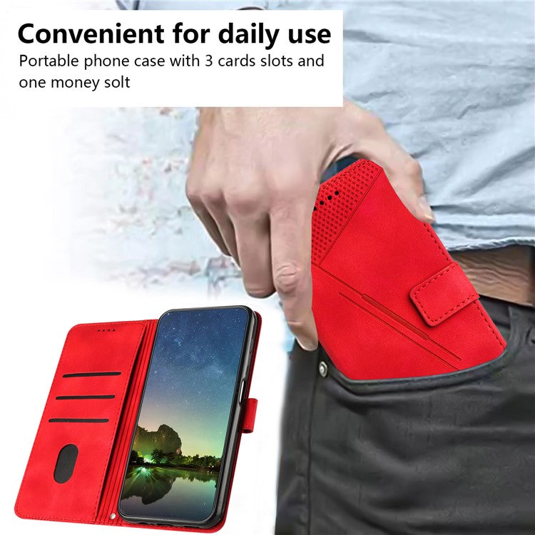 For vivo Y38 5G / Y200i 5G / T3x Case Triangle Imprinted Leather Stand Wallet Phone Cover - Red