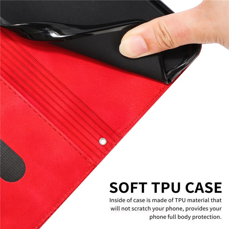 For vivo Y38 5G / Y200i 5G / T3x Case Triangle Imprinted Leather Stand Wallet Phone Cover - Red