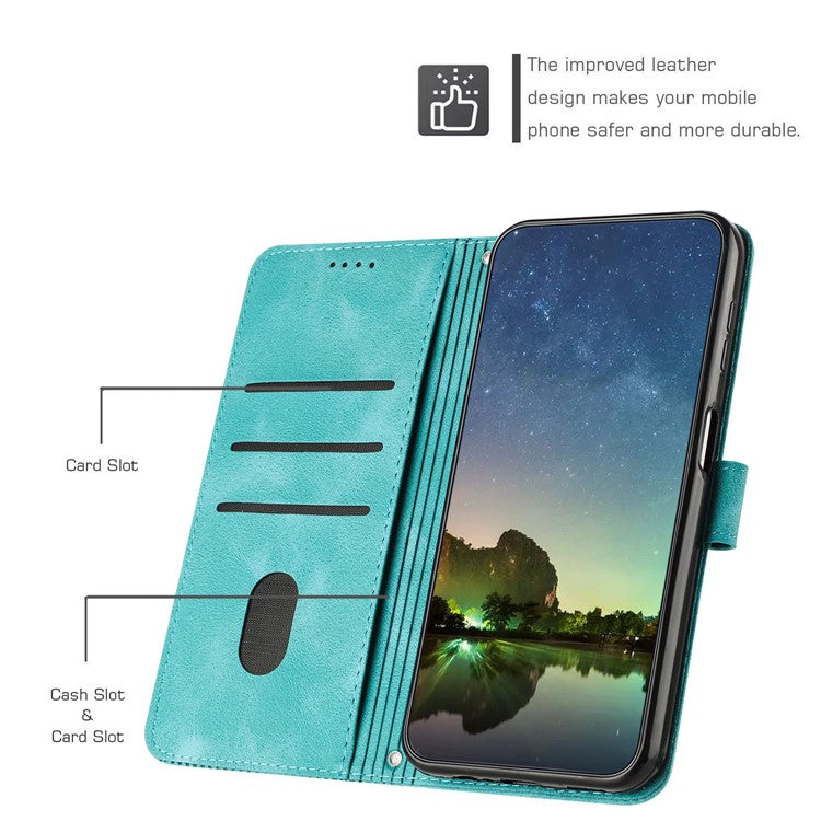 For vivo Y38 5G / Y200i 5G / T3x Case Triangle Imprinted Leather Stand Wallet Phone Cover - Green