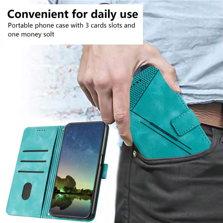 For vivo Y38 5G / Y200i 5G / T3x Case Triangle Imprinted Leather Stand Wallet Phone Cover - Green