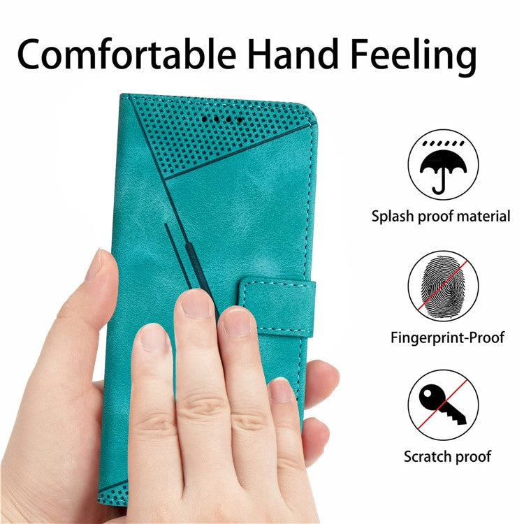 For vivo Y38 5G / Y200i 5G / T3x Case Triangle Imprinted Leather Stand Wallet Phone Cover - Green