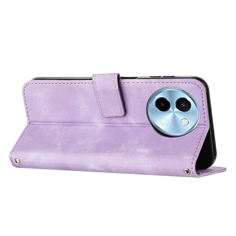 For vivo Y38 5G / Y200i 5G / T3x Case Triangle Imprinted Leather Stand Wallet Phone Cover - Purple