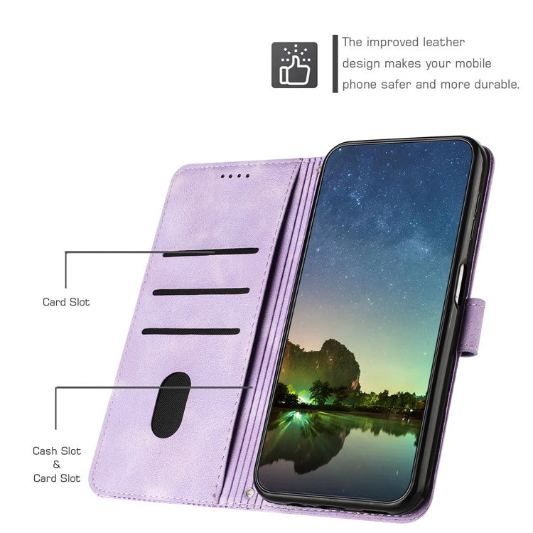 For vivo Y38 5G / Y200i 5G / T3x Case Triangle Imprinted Leather Stand Wallet Phone Cover - Purple