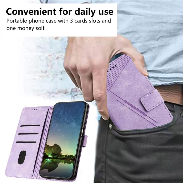 For vivo Y38 5G / Y200i 5G / T3x Case Triangle Imprinted Leather Stand Wallet Phone Cover - Purple