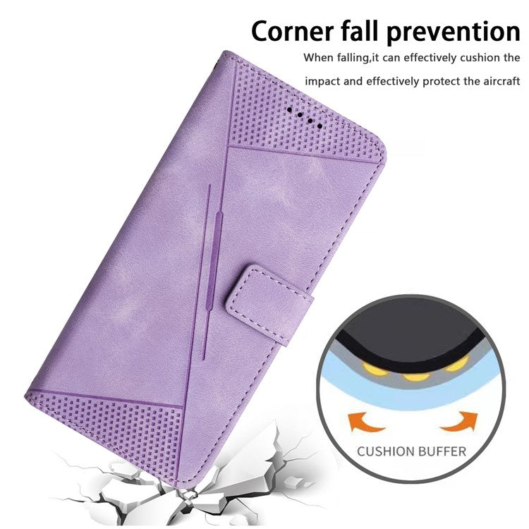 For vivo Y38 5G / Y200i 5G / T3x Case Triangle Imprinted Leather Stand Wallet Phone Cover - Purple