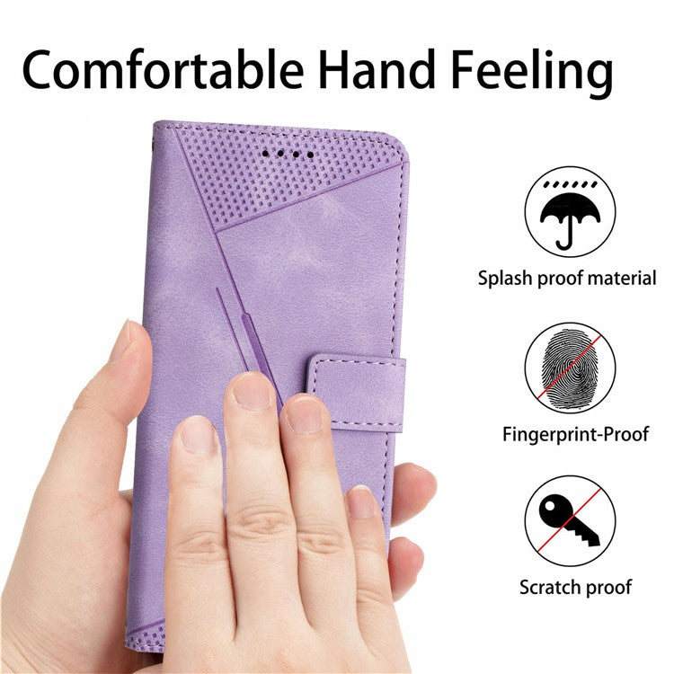 For vivo Y38 5G / Y200i 5G / T3x Case Triangle Imprinted Leather Stand Wallet Phone Cover - Purple