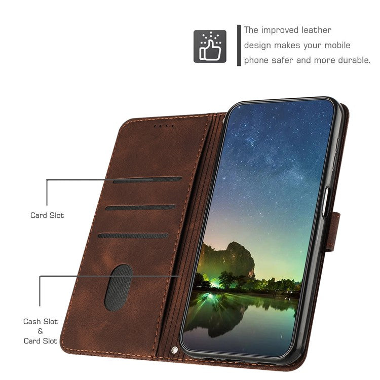 For vivo Y38 5G / Y200i 5G / T3x Case Triangle Imprinted Leather Stand Wallet Phone Cover - Brown