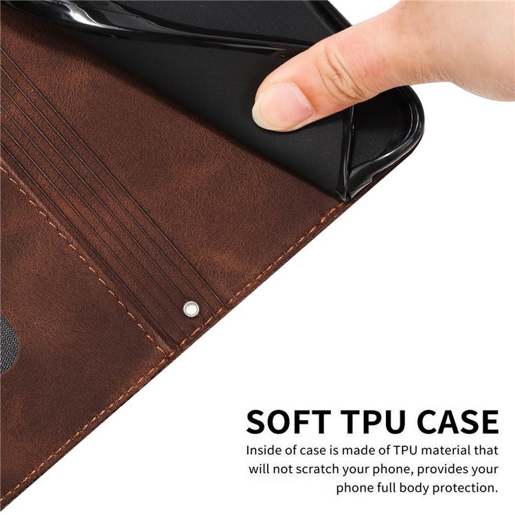 For vivo Y38 5G / Y200i 5G / T3x Case Triangle Imprinted Leather Stand Wallet Phone Cover - Brown