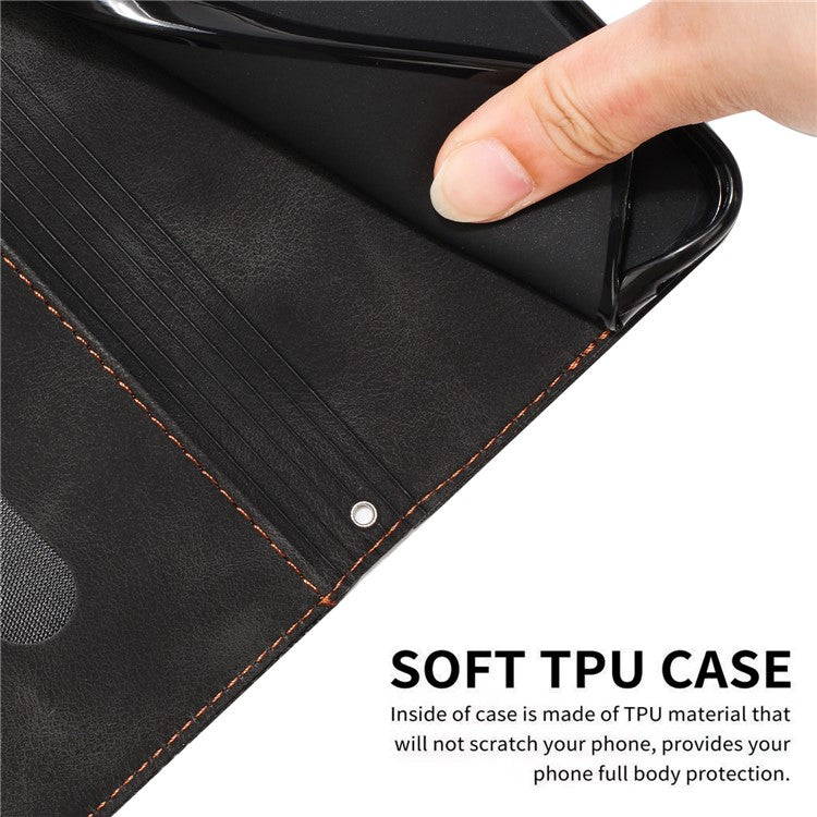 For vivo Y38 5G / Y200i 5G / T3x Case Triangle Imprinted Leather Stand Wallet Phone Cover - Black