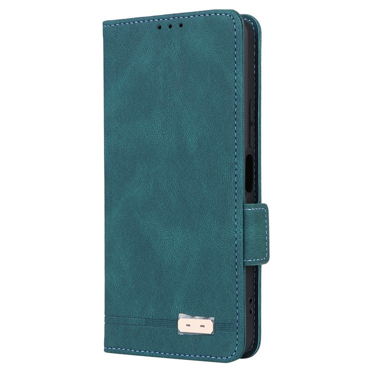 For vivo Y03 / Y18 4G Case Viewing Stand Hardware Decor Leather Phone Cover - Blue