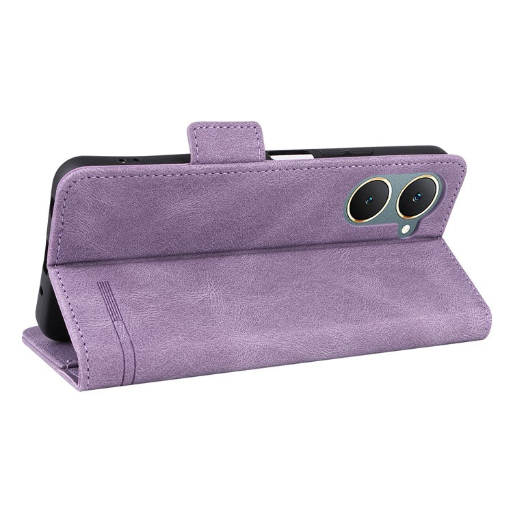 For vivo Y03 / Y18 4G Case Viewing Stand Hardware Decor Leather Phone Cover - Purple