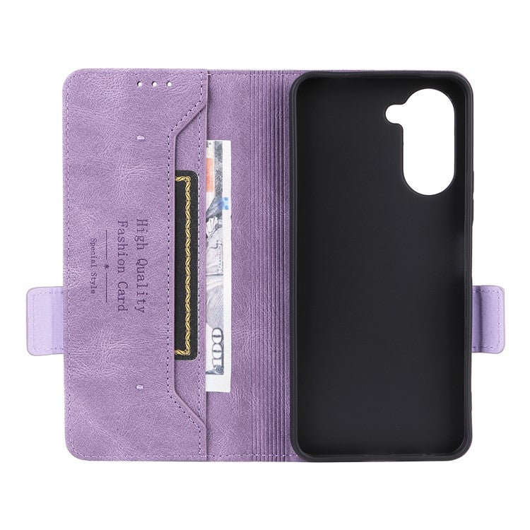 For vivo Y03 / Y18 4G Case Viewing Stand Hardware Decor Leather Phone Cover - Purple