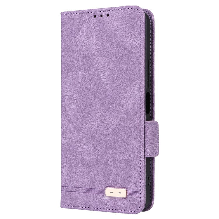 For vivo Y03 / Y18 4G Case Viewing Stand Hardware Decor Leather Phone Cover - Purple