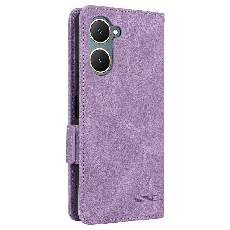 For vivo Y03 / Y18 4G Case Viewing Stand Hardware Decor Leather Phone Cover - Purple